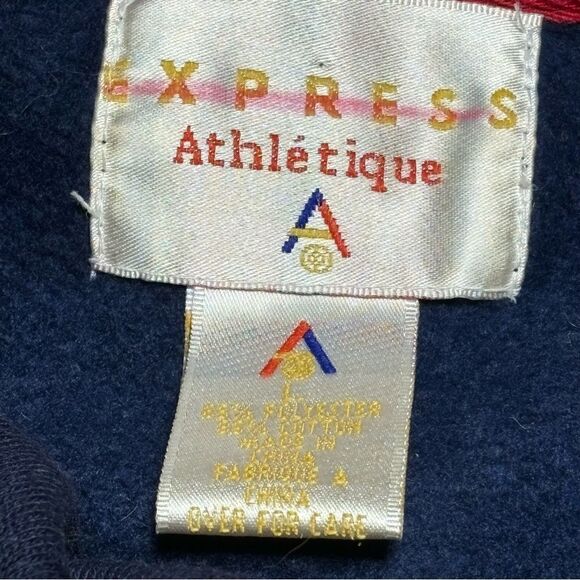 Vintage Y2k Express Athletique Embroidered Sweatshirt 1/4 zip Pullover Paris L - Picture 3 of 6